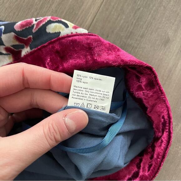 New Libby Story Crushed Velvet Floral Mesh Mini Skirt - Picture 5 of 5